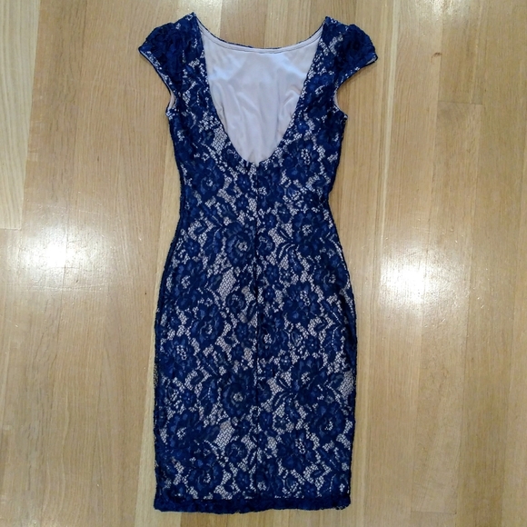 Blue Lace Sheath Dress - Picture 3 of 4